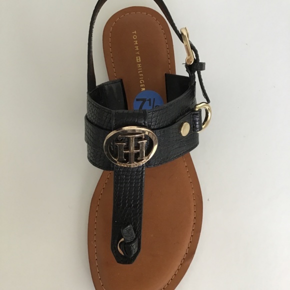Tommy Hilfiger black thong sandals with heel straps size 7 1/2 - Picture 8 of 8